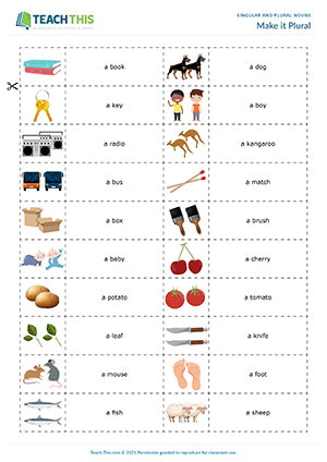 Singular And Plural Nouns Chart