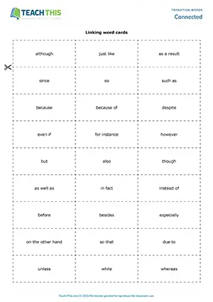 ESL linking words game for upper-intermediate B2, guided discussions, group work, and conversation