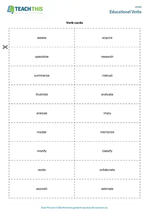 ESL educational verbs game for upper-intermediate B2, with matching, definitions, and sentence formation